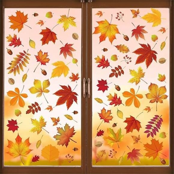 216 Pcs Fall Window Clings Stickers Fall Window Decorations for Fall Autumn - Picture 8 of 8